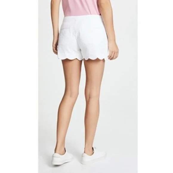 Club Monaco Scalloped Hem White Chino Shorts Women's Size 4 Textured - Picture 15 of 15